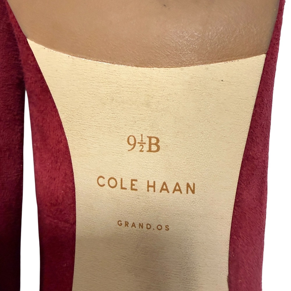 Cole Haan Grand.OS Womens 9.5B Burgundy Suede Pointed Toe‎ Kitten Heel Pumps - Picture 3 of 5